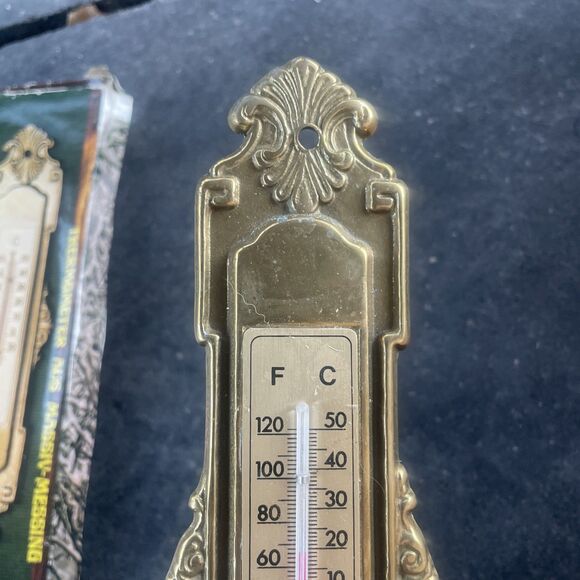 Vintage Solid BRASS WALL THERMOMETER Victorian Style Made In Italy - Picture 6 of 8